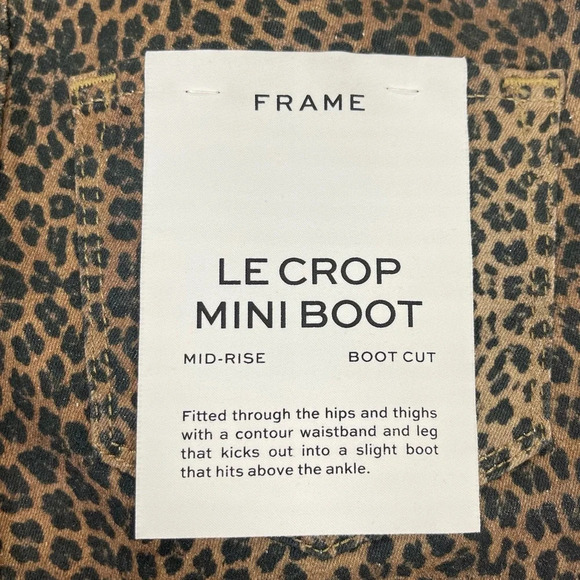 NWT Frame Le Crop Mini Boot Coated Jeans Womens 24 Leopard Tan Black - Picture 5 of 12